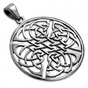 Large Round Celtic Silver Pendant, pn074
